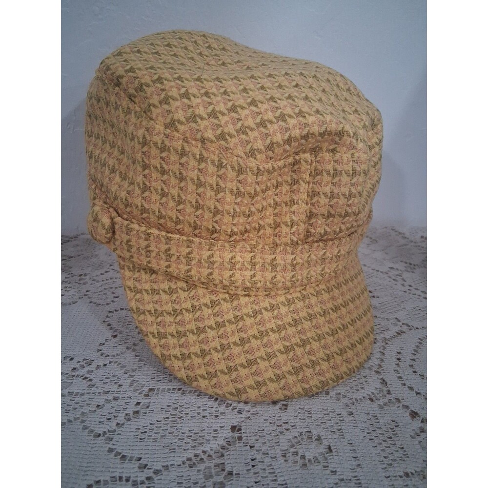 Vtg Womens Yellow Newsboy Cabbie Indie Y2K Baker Boy Cap Charlotte Russe